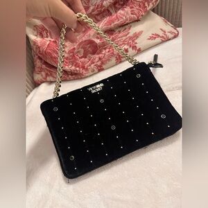 Victoria's Secret Black Velvet Studded Wristlet